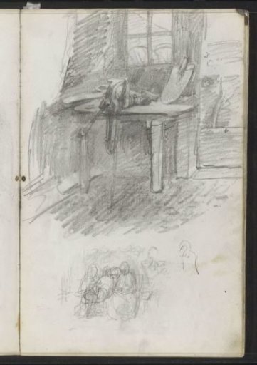 Table under a window near a doorway