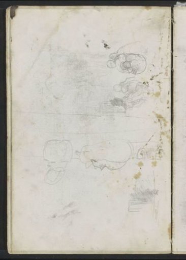 Study sheet, including seated figures in a circle