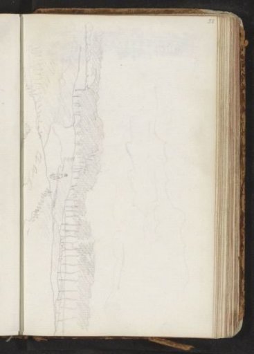 Figure in a hilly landscape with trees