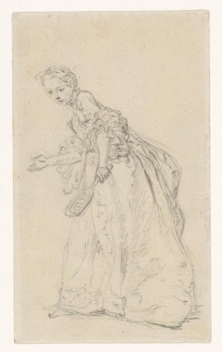 Figure study of a standing woman with racket