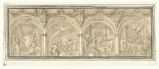Design for a Wall Decoration with Four Scenes