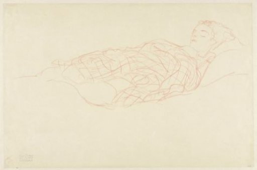 Study of a resting woman wrapped in a plaid
