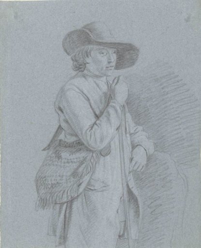 Standing hunter with a game bag