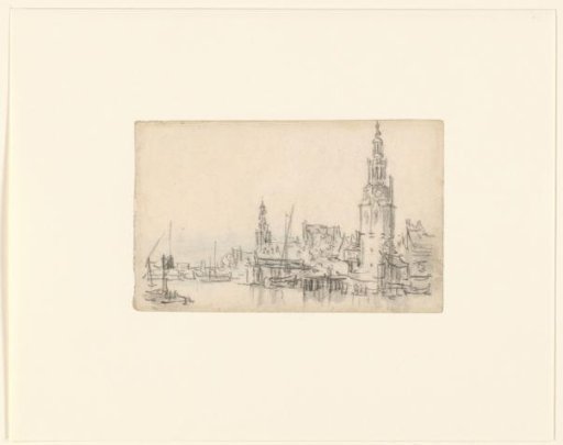 View of the Montelbaanstoren and the Tower of the Zuiderkerk in Amsterdam