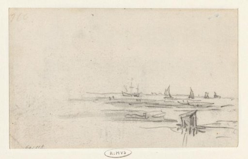 View of the IJ with a three-master and sailing ships