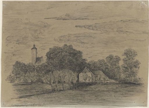 Landscape with farmhouse and tower