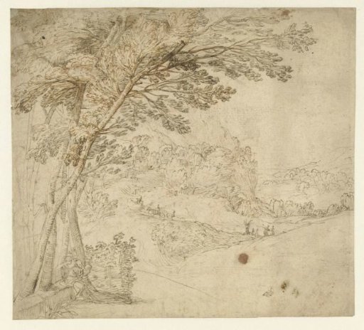 Landscape with two seated figures in the foreground