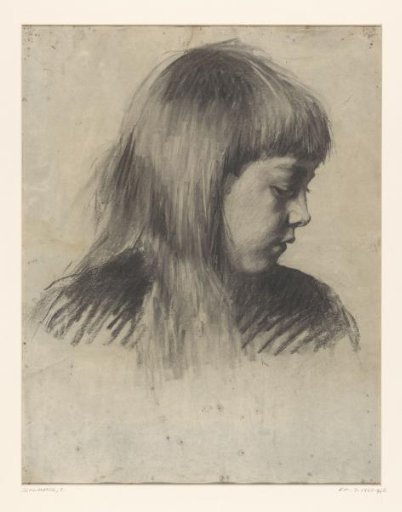 Girl's head, looking down to the right