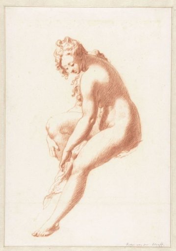 Seated Female Nude Drying a Foot