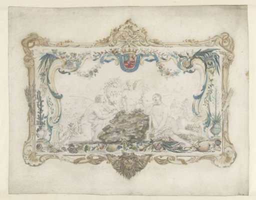 Lid of a golden box with an allegory on gold mining