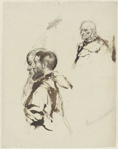 Group of Two Figures and an Old Man's Head