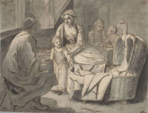 Interior with a family with children