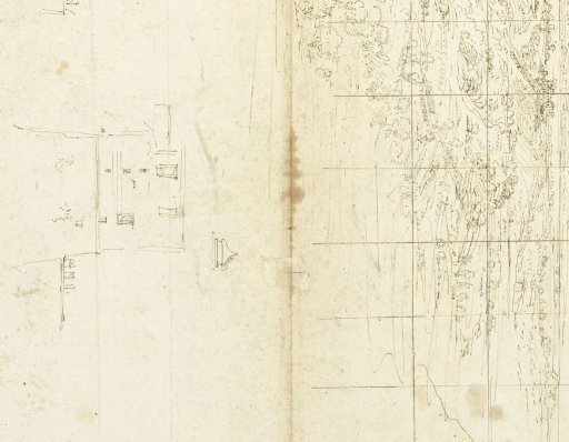 Vista on the Tor Sapienza, Facing towards the Mountains of Tivoli; Sketches of Buildings