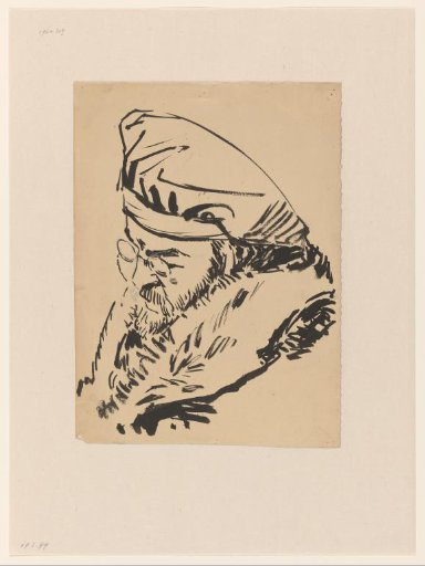 Bust of F. Schmidt-Degener in fur collar and with Basque cap