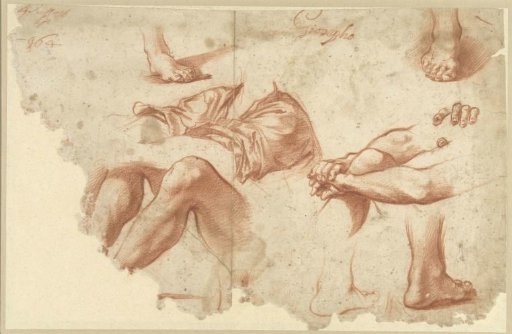Fragment of a study sheet with arms, legs, feet