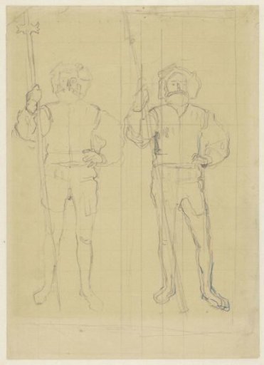 Two standing Landsknechts, with halberds