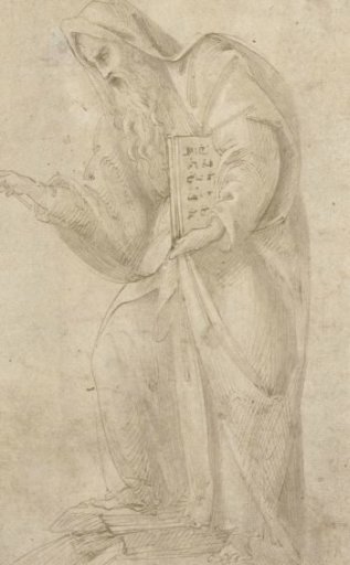 Moses with the tablets of the law and a staff