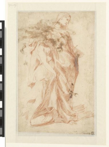 A group of two women in: Theseus finds the sword of his father