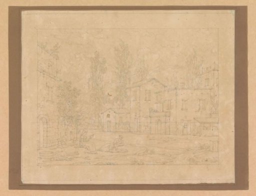 Houses with two women in the foreground