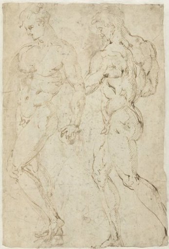 Naked man in an attitude of despair