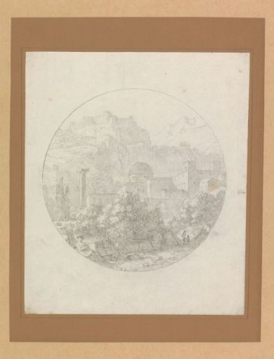 Mountain landscape with buildings