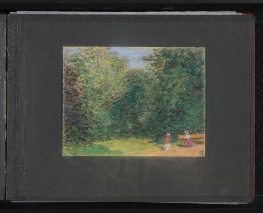 Park with two people at a bench