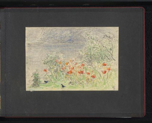 Plants and flowers with two birds at Wiesbaden