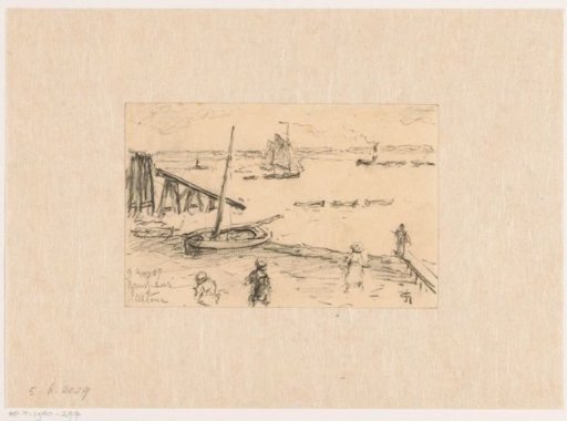View of the Elbe at Altona, with fishing boats and bathers