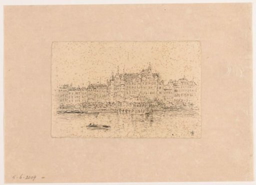 View of Hamburg, old houses on the Alster