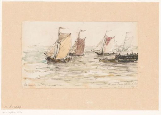Sailing fishing boats on the Scheldt