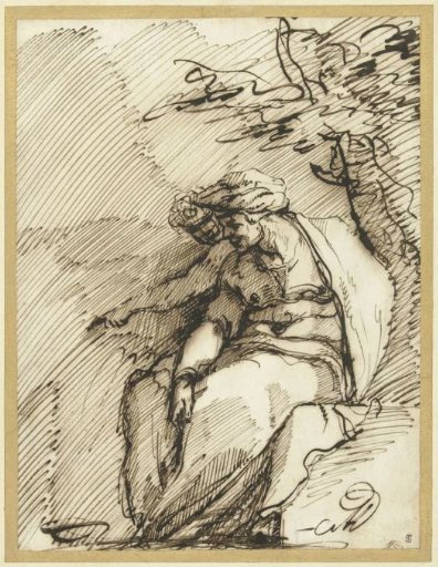 Sibyl with a genius under a tree