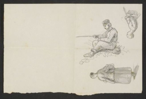 Peasant women with baskets and a fishing boy