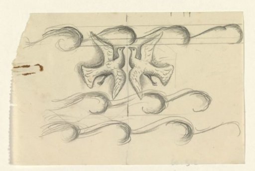 Two doves flying above the waves