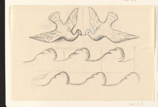 Two flying doves above the sea