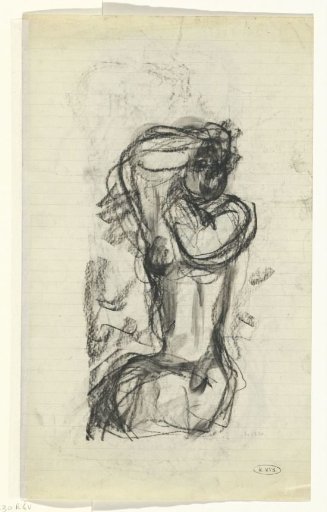 Nude woman with her hands in her hair