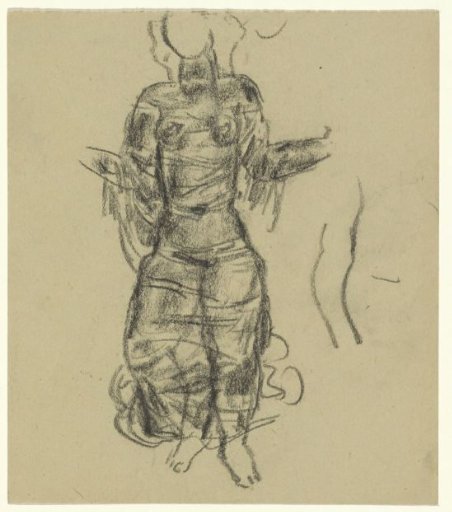 Dancing woman in transparent draperies