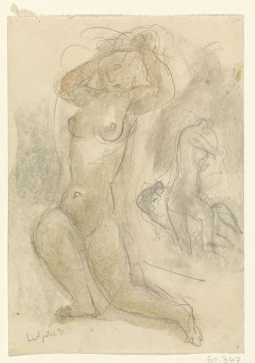 Two kneeling nudes