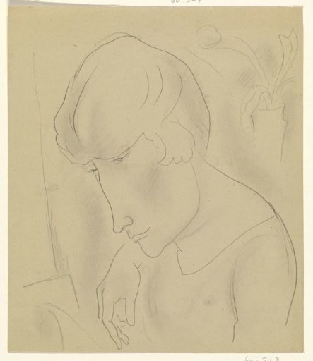 Woman in a Room with a Flower Vase