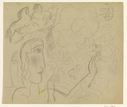 Woman Looking at Flowers