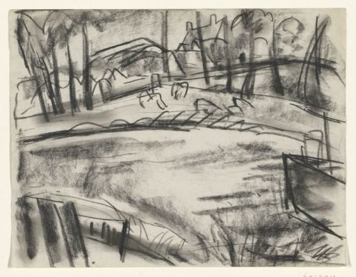 Landscape with a village in the background