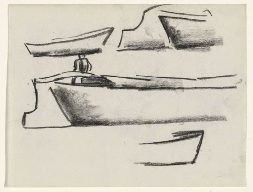 Ship with a man at the helm