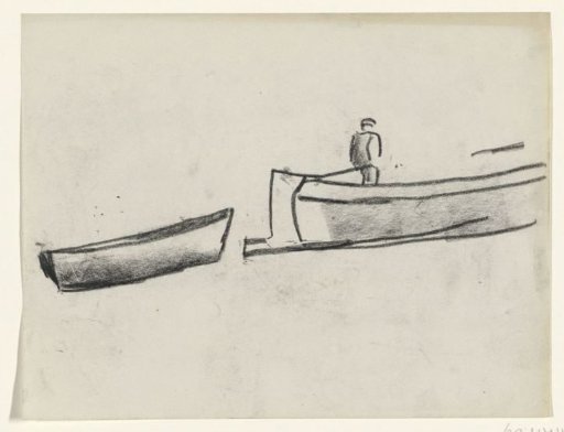 Ship with a man at the helm