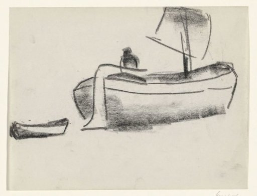 Sailing ship with a man at the helm