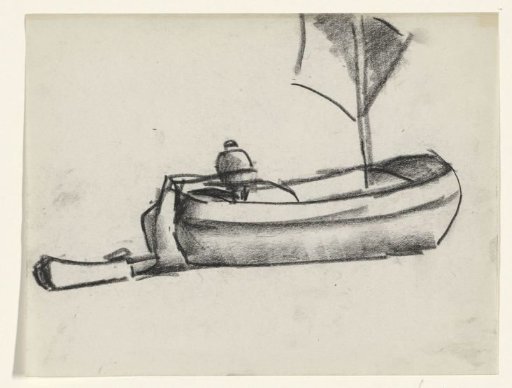 Sailing ship with a man at the helm