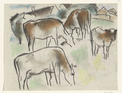 Four cows in a landscape