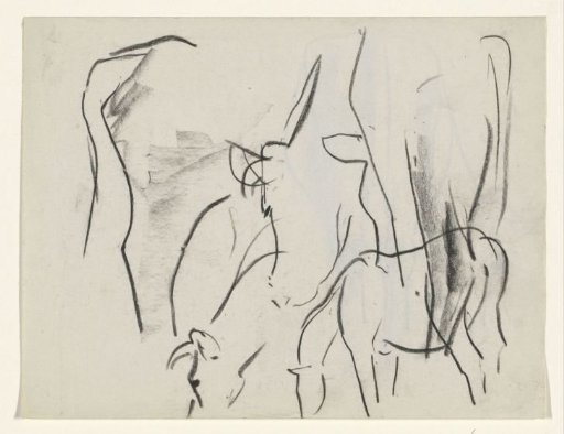 Grazing cows and a horse