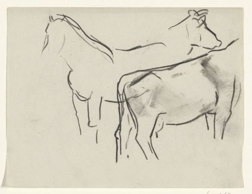 Two cows and a horse