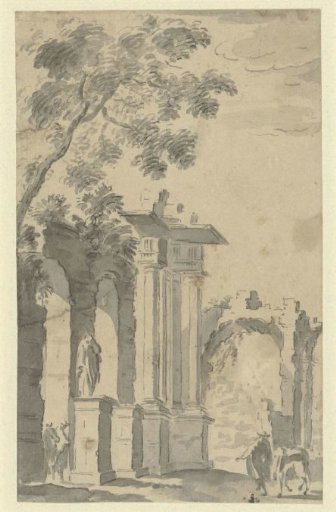 Ruins and a statue