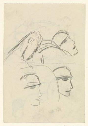 Kissing couple and three women's heads