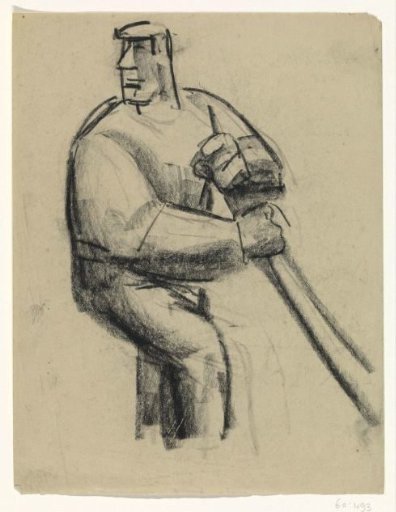 Man with a cane in his hand